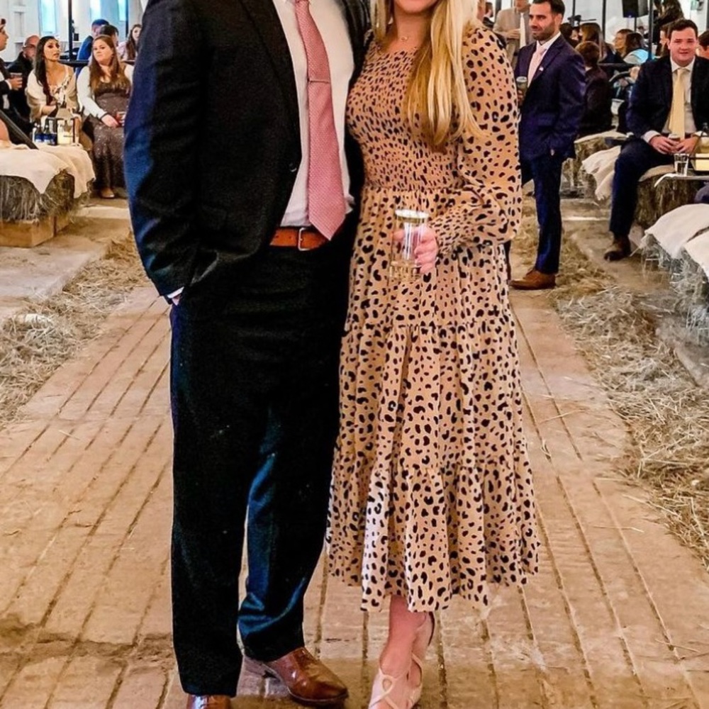 Elegant Leopard Print Long Sleeve Dress